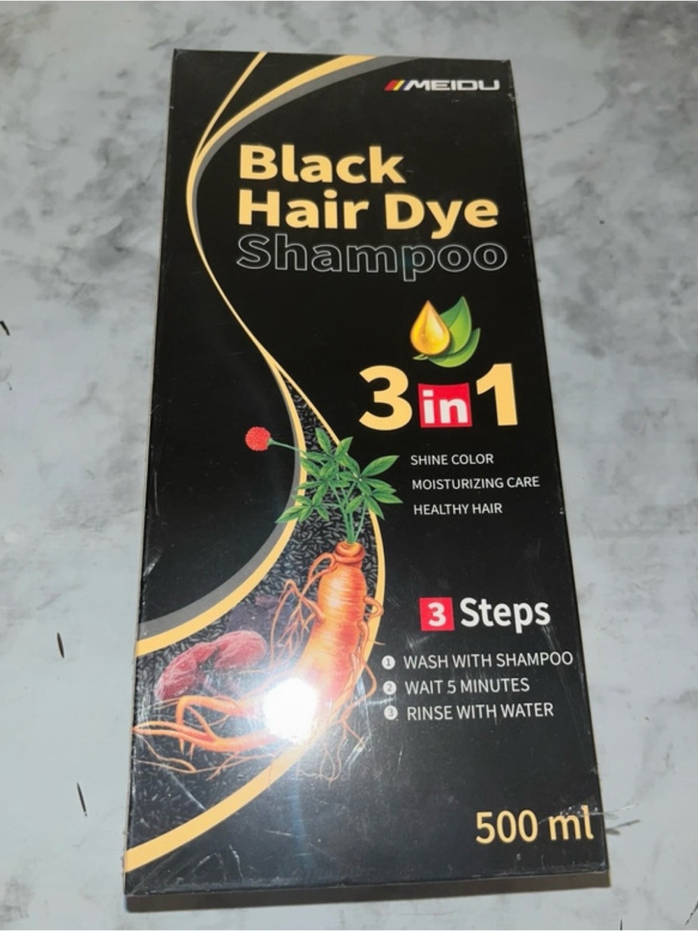 MEIDU Black Hair Dye Shampoo 3-in-1 - Black